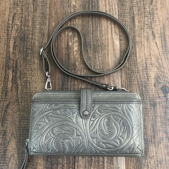 The Sak Handbags - The Sak Iris Large Smartphone Crossbody Bag Slate Leaf * missing wrist strap *